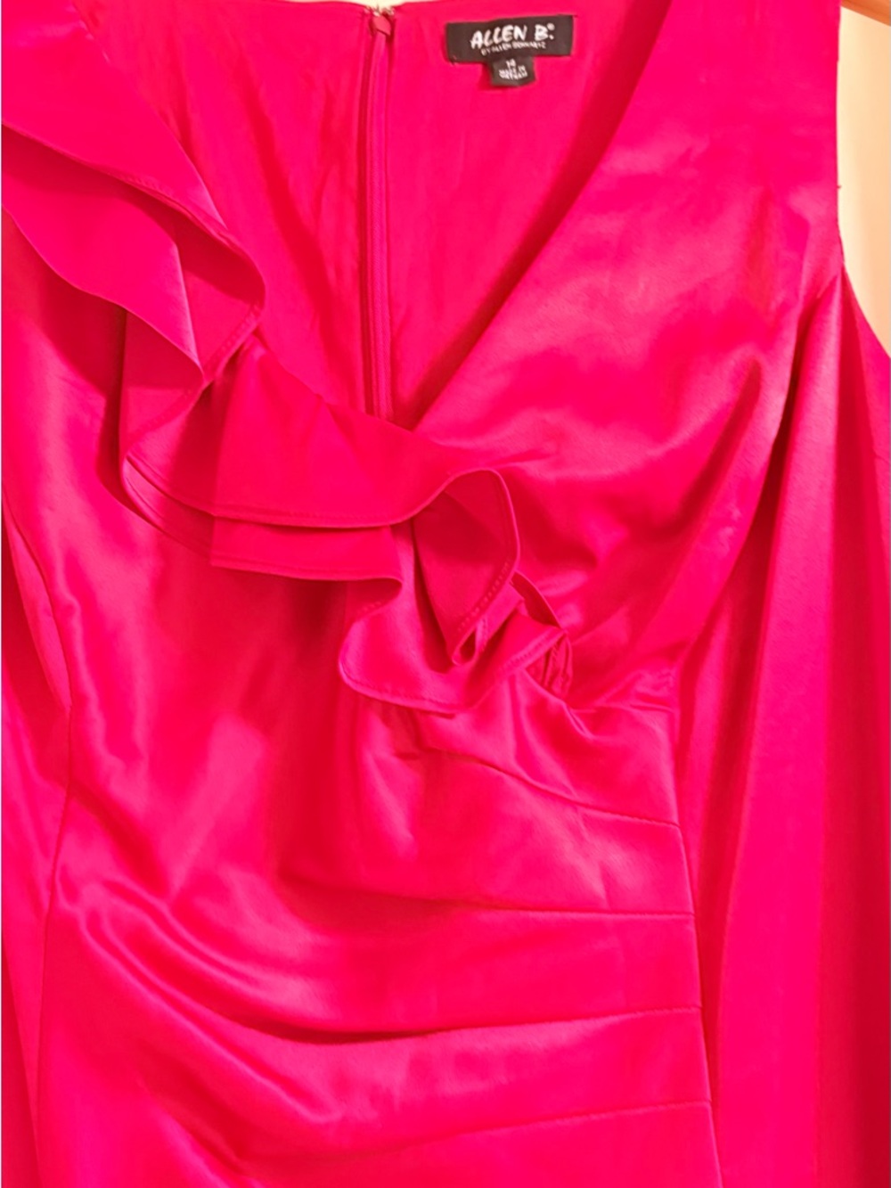 Allen B. by Allen Schwartz Hot Pink Ruffle Sheath Midi Dress - Picture 5 of 6